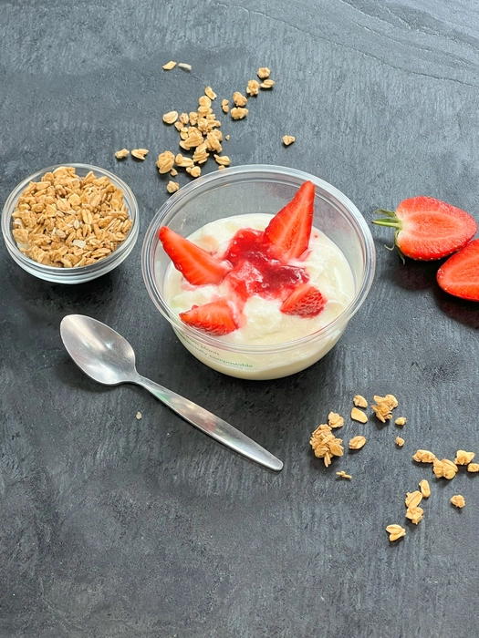 Greek yogurt with fresh strawberries